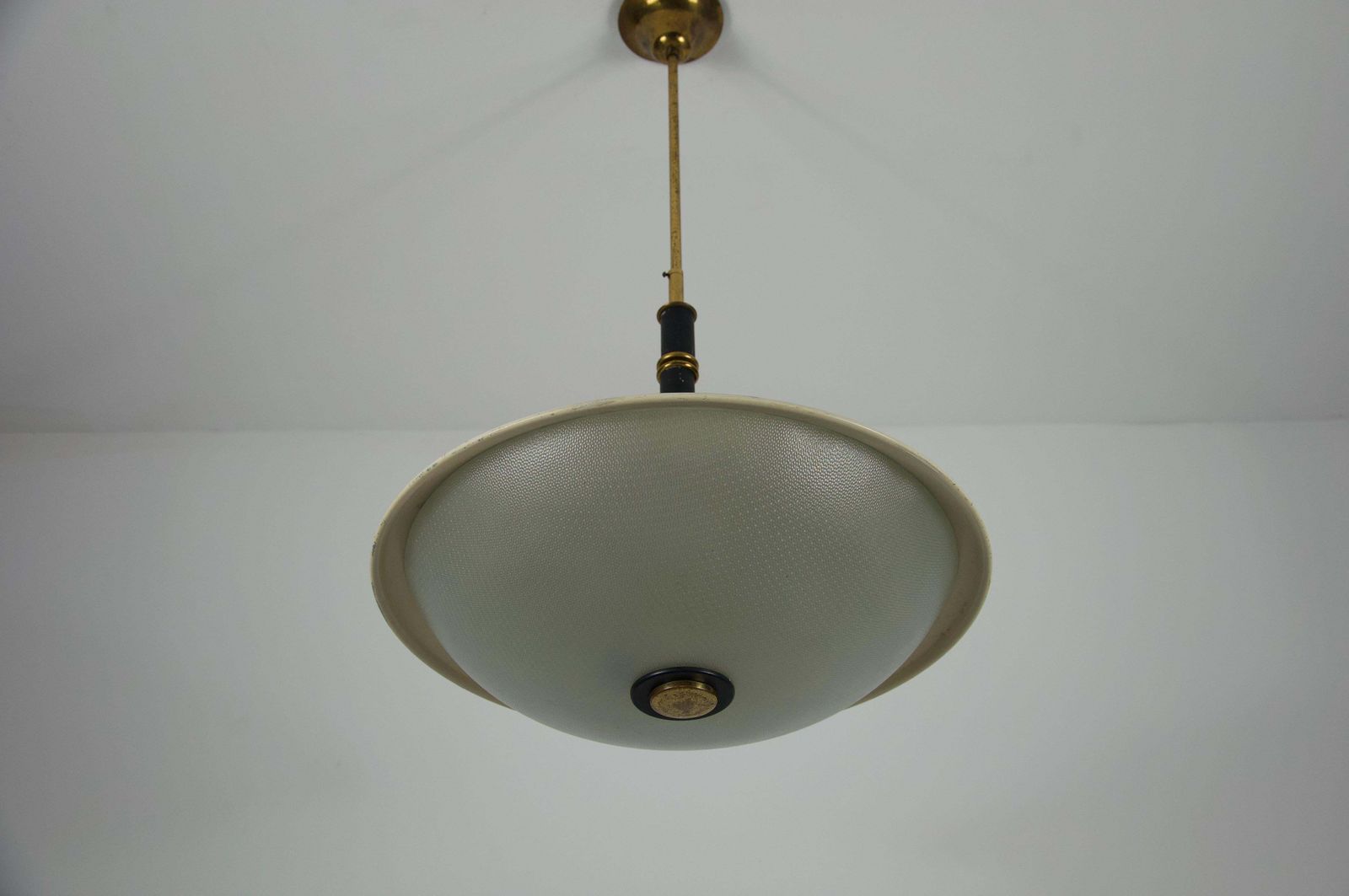 photo furniture Mid Century Brass And Glass Ceiling Lamp By Stilnovo, Italy, 1960s