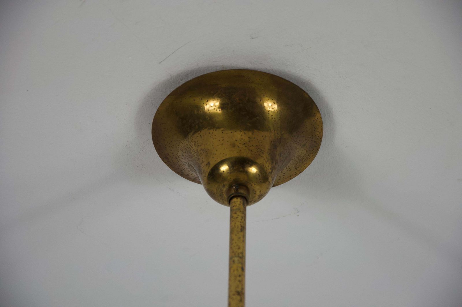 photo vinterior Mid Century Brass And Glass Ceiling Lamp By Stilnovo, Italy, 1960s