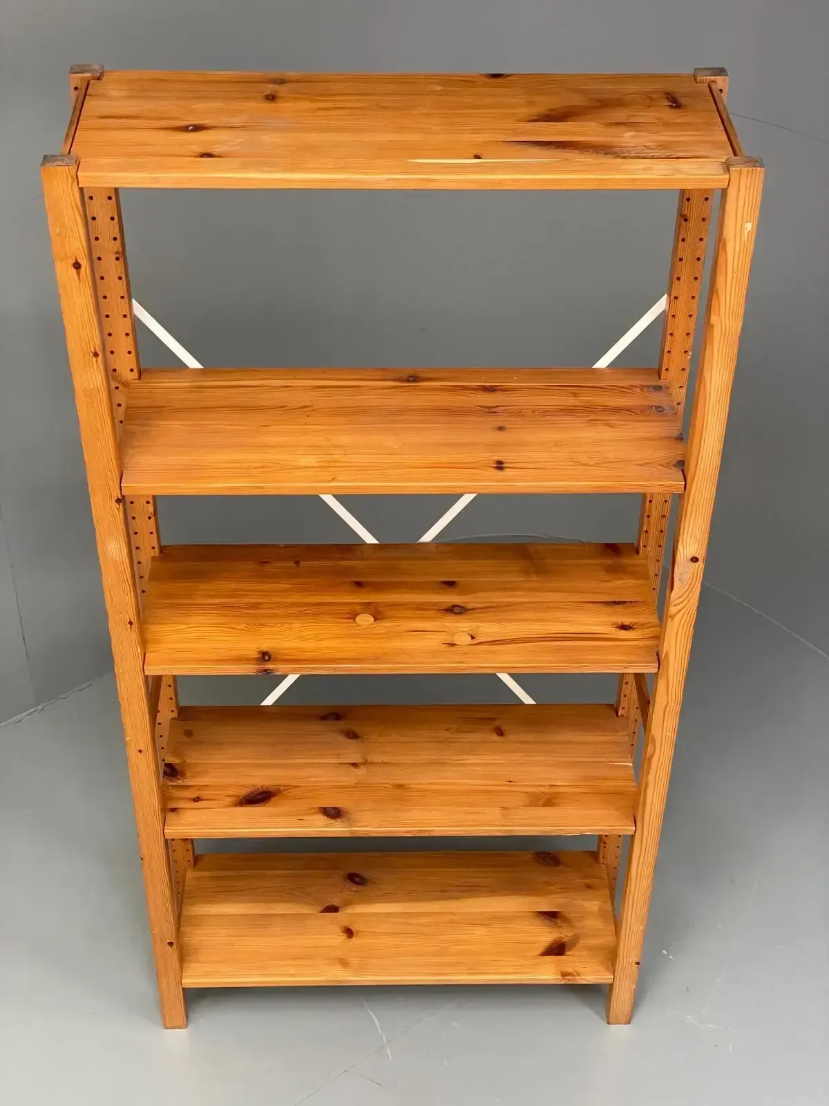 Pine Open Shelving Unit Adjustable Retro Scandi Solid photo for sale