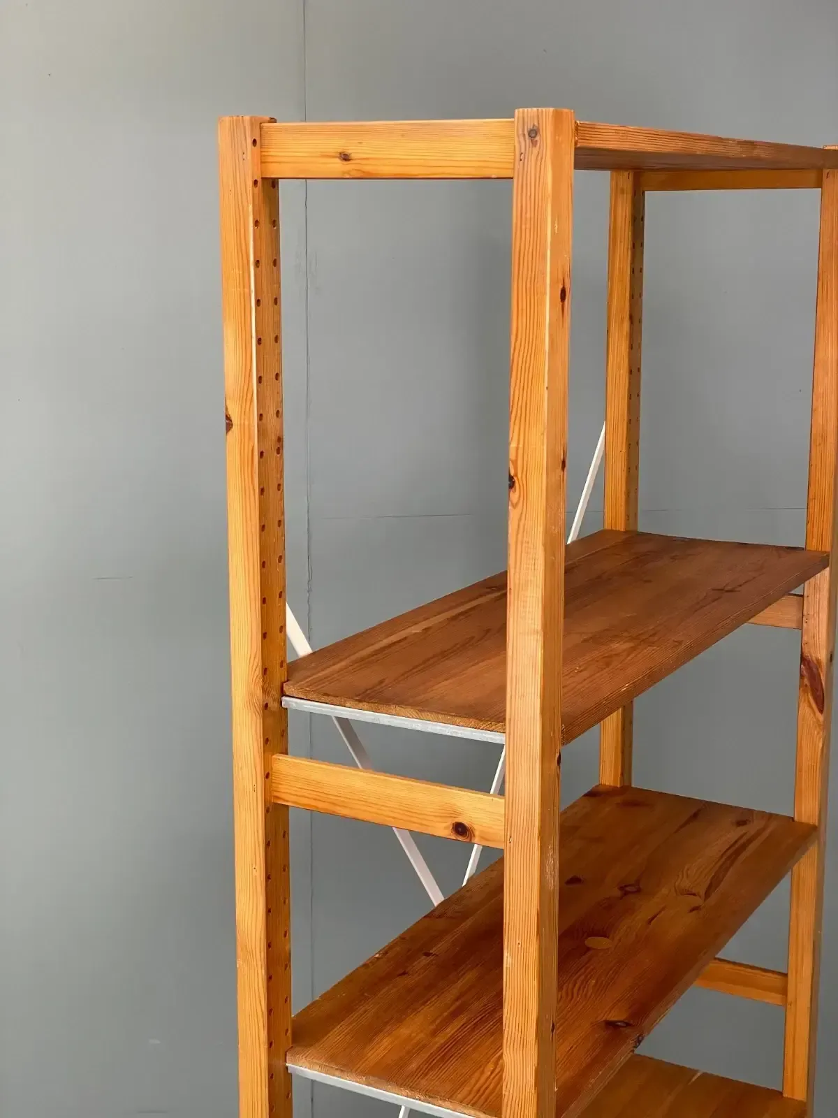 photo vintage Pine Open Shelving Unit Adjustable Retro Scandi Solid