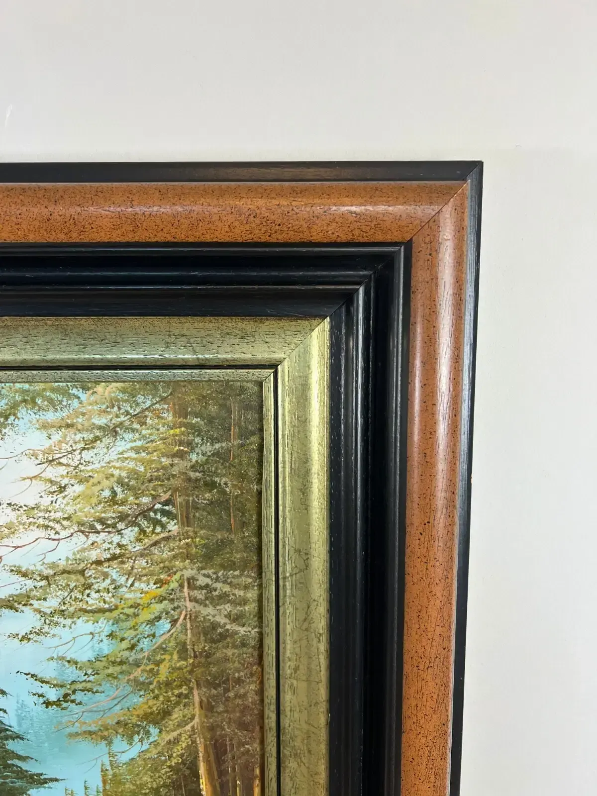 Painting Vintage Oil Painting Framed Lake Mountains Scene 73cm X 83cm Lot 5052 photo for sale
