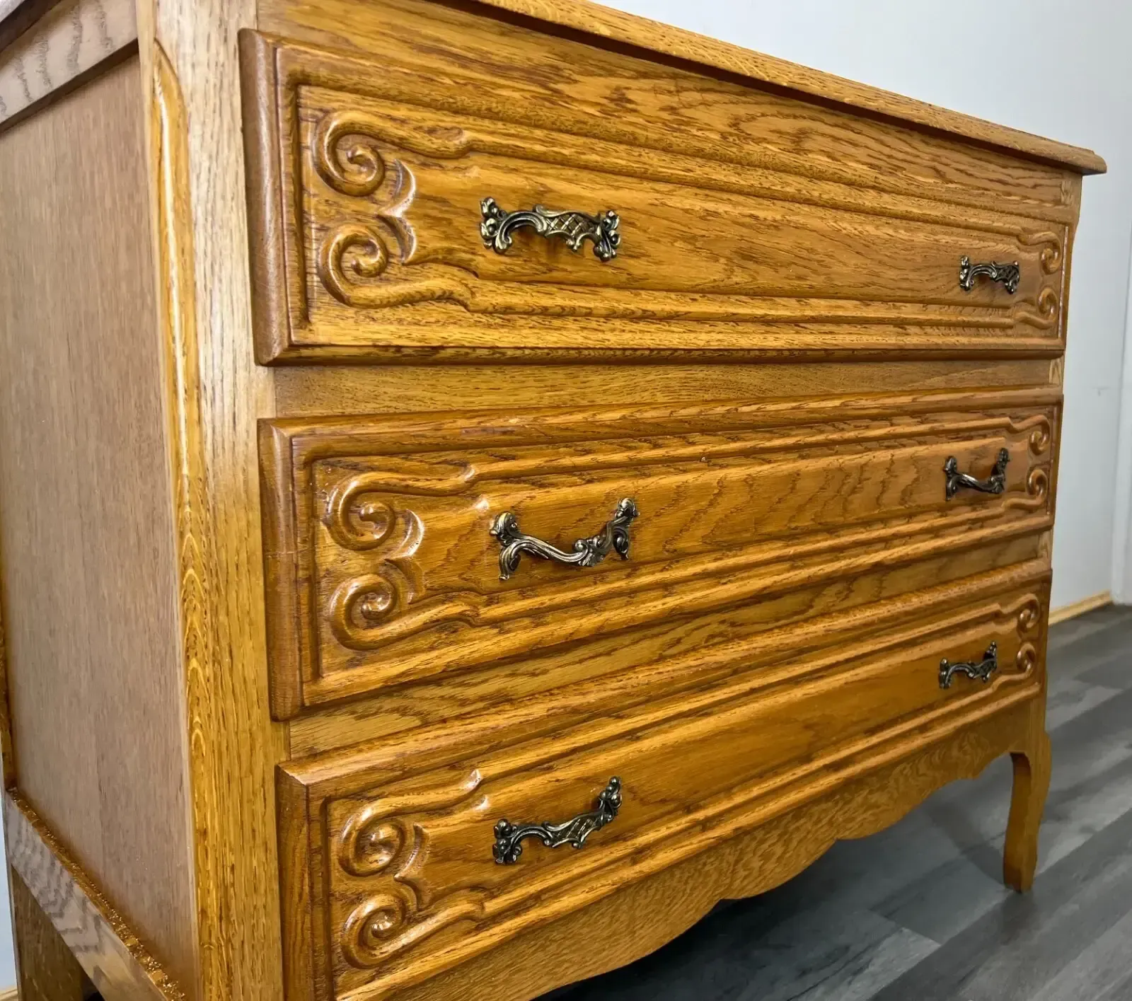 Chest Of Drawers Vintage French Louis XIV Style 3 Drawer Carved Cabinet Lot 2759 photo 299.0