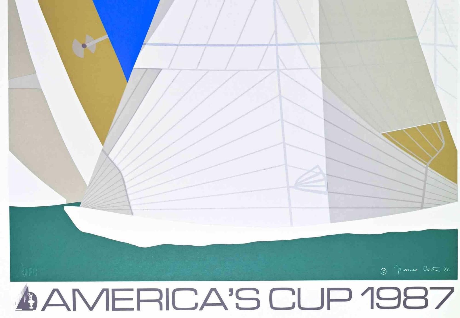 Franco Costa America's Cup 1987   Screenprint By Franco Costa   1986 photo furniture