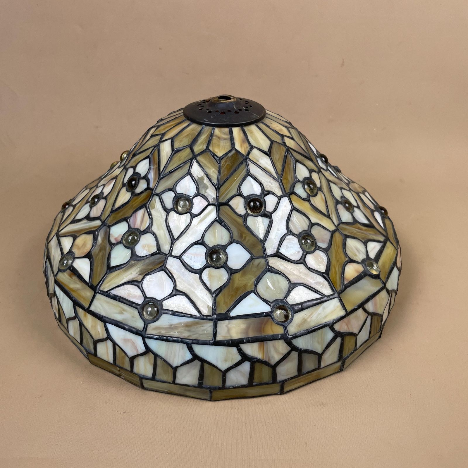Tiffany Style Lamp Shade Yellow Black Colour Lampshade Ceiling Stain Glass Stained Lightshade Light Patterned Dome Circle Metal Large