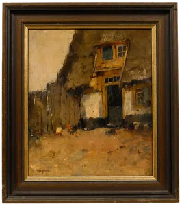 Anthony Bram Van Bloppoel (1879 1971)   Oil, Chickens In A Farmyard photo furniture