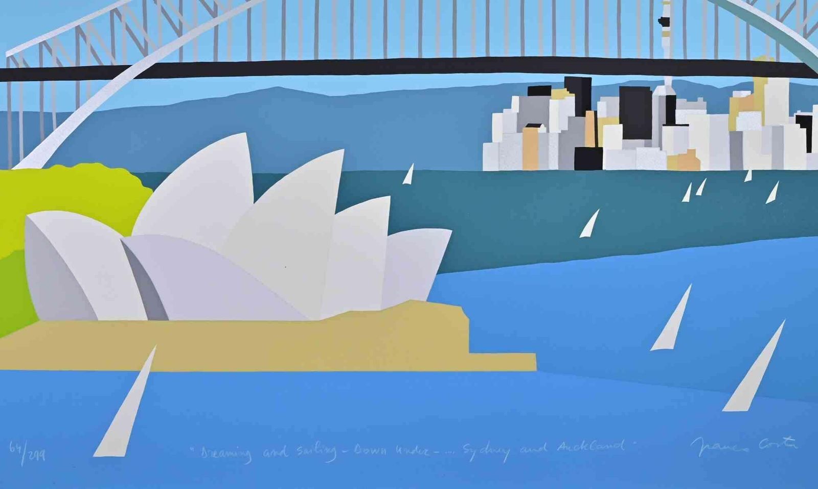 Franco Costa Dreaming And Sailing Down Under Sidney...   Screenprint By Franco Costa   1990s photo furniture