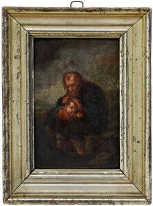 Framed 18th Century Oil   Joseph And The Infant Christ photo furniture