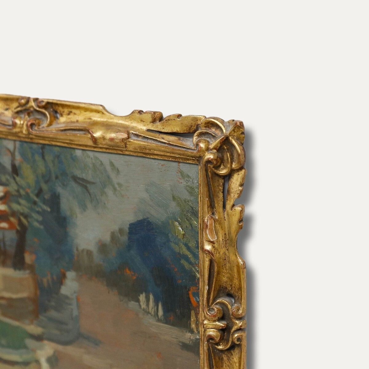 Rachel Le Bas Neac (1923 2020)   Framed Mid 20th Century Oil, Park Walk photo vinterior