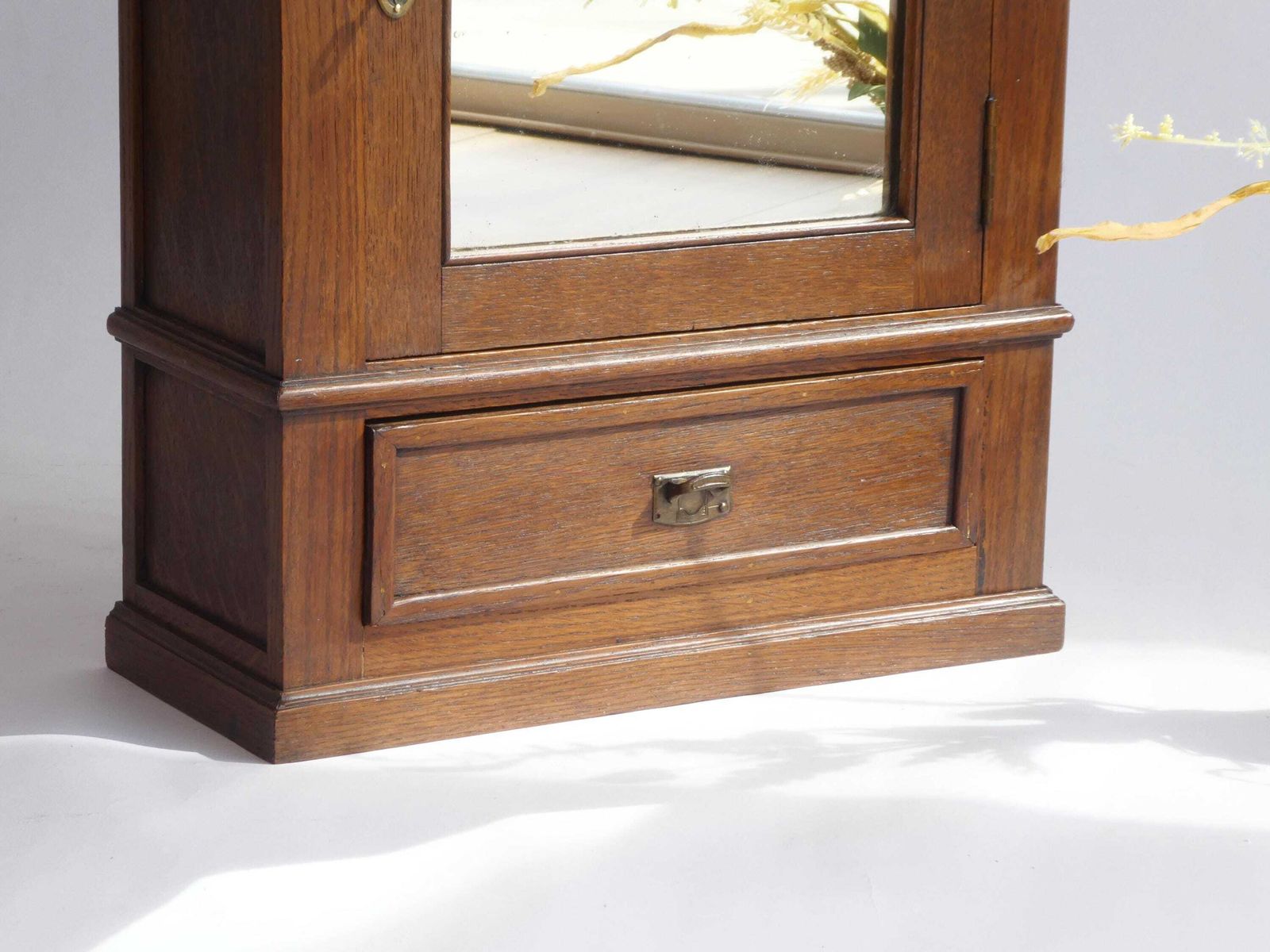 Antique Art Deco Wooden Cabinet With Mirror, Apothecary With Drawer And Shelf, Farmhouse Decor photo 301.0