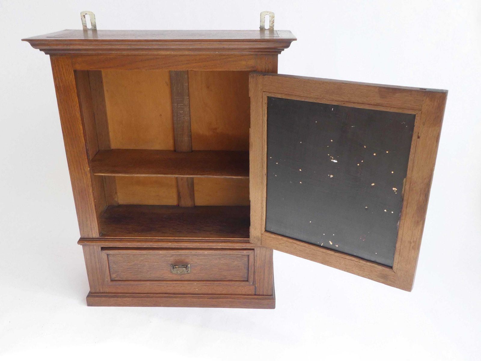 Antique Art Deco Wooden Cabinet With Mirror, Apothecary With Drawer And Shelf, Farmhouse Decor photo vinterior
