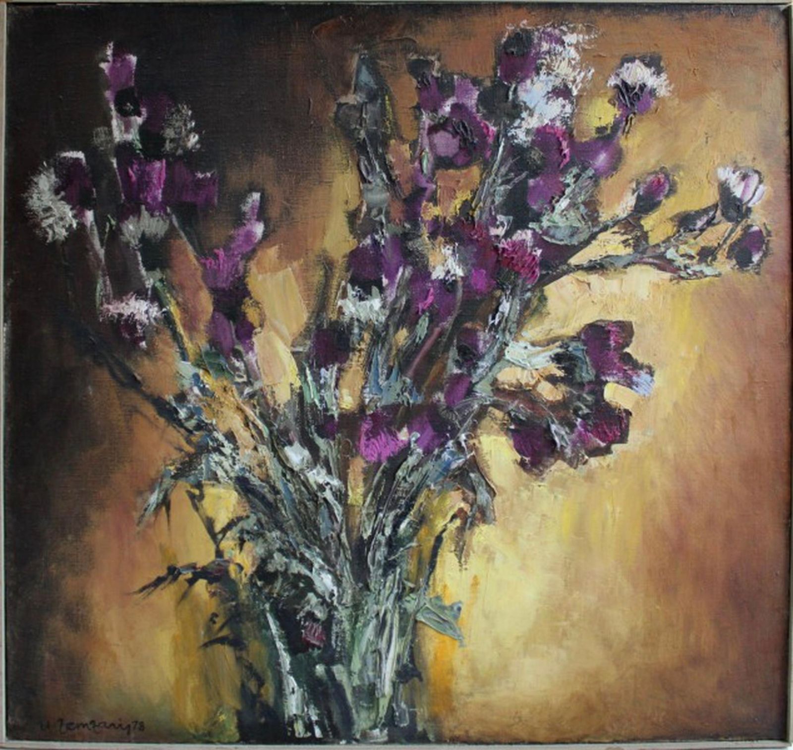 Uldis Zemzaris Thristles, By Uldis Zemzaris. 1978. Oil On Canvas. 80x81 Cm.. photo Art