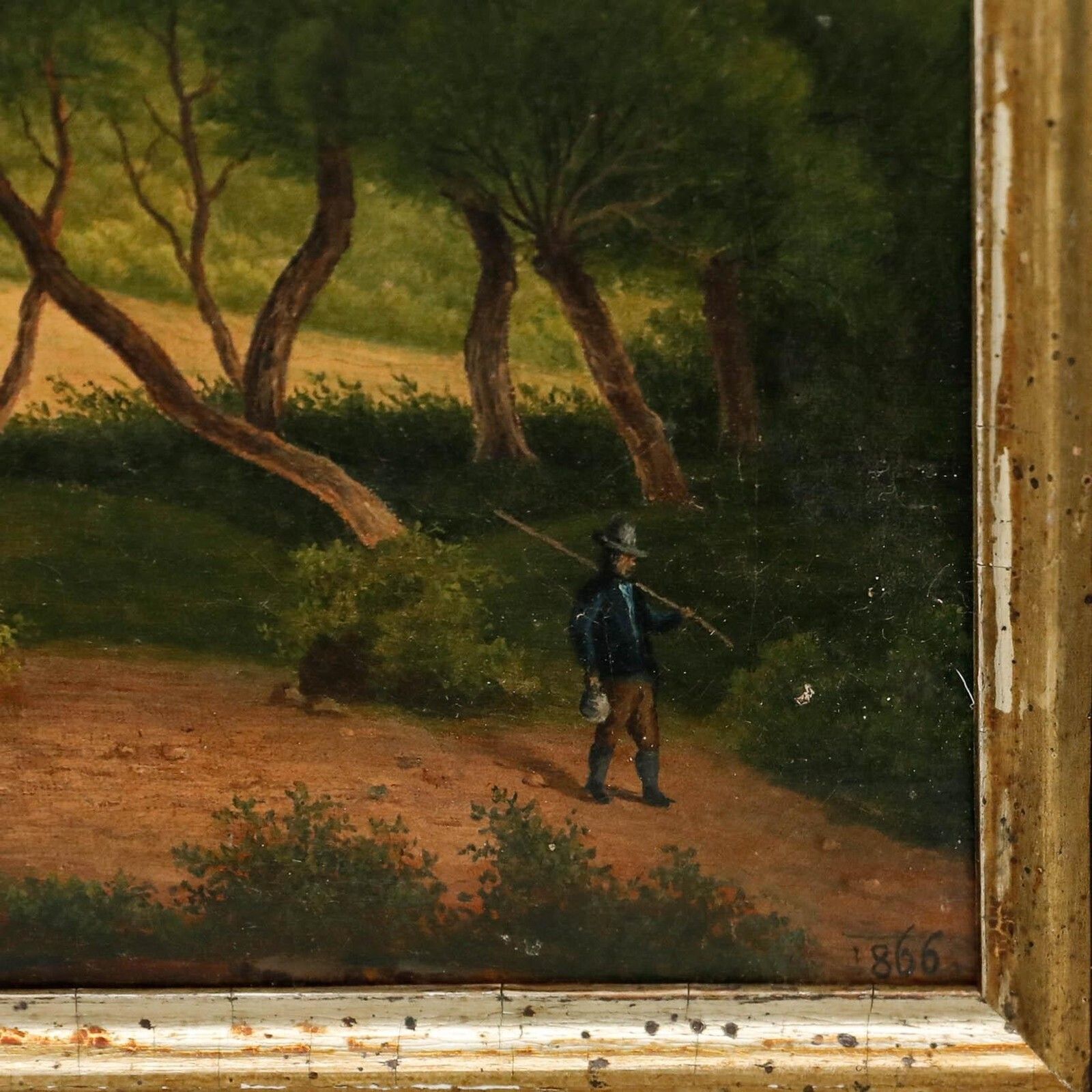 Late Biedermeier 1866 Oil   Fishing By The Watermill photo buy