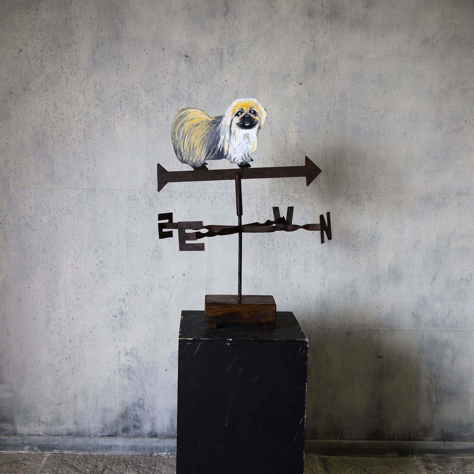 Tibetan Terrier Weather Vane, English Folk Art Metalwork, Circa 1970 photo furniture