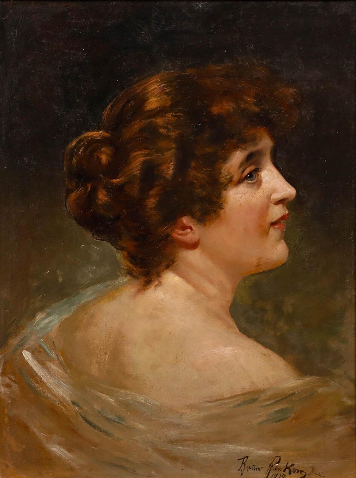 Bruno Pinkow   German School Late 19th Century Oil, Red Haired Beauty photo for sale