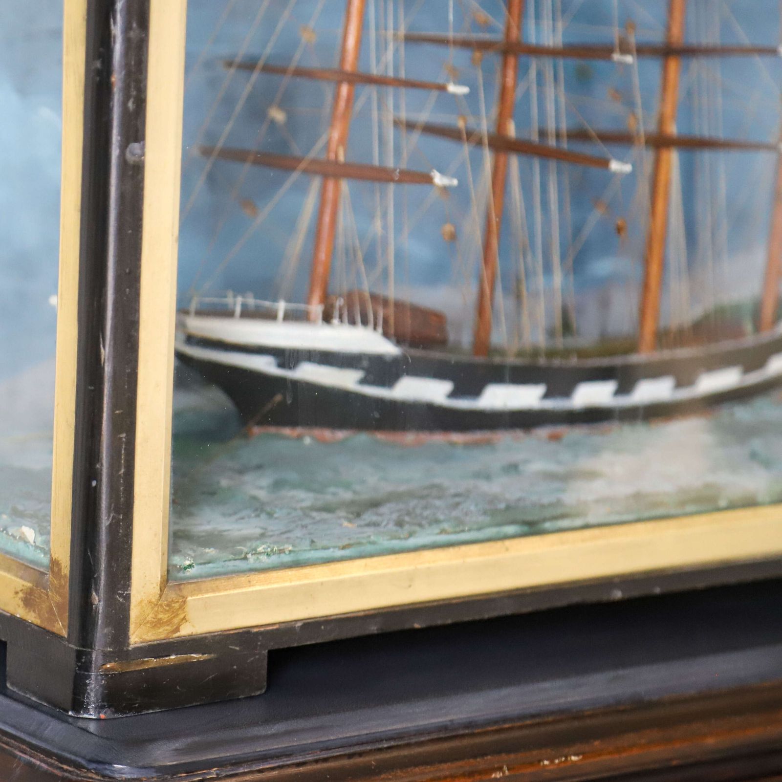 Four‑Masted Sailing Ship Diorama With Steam Barge   Turneresque Seascape photo buy