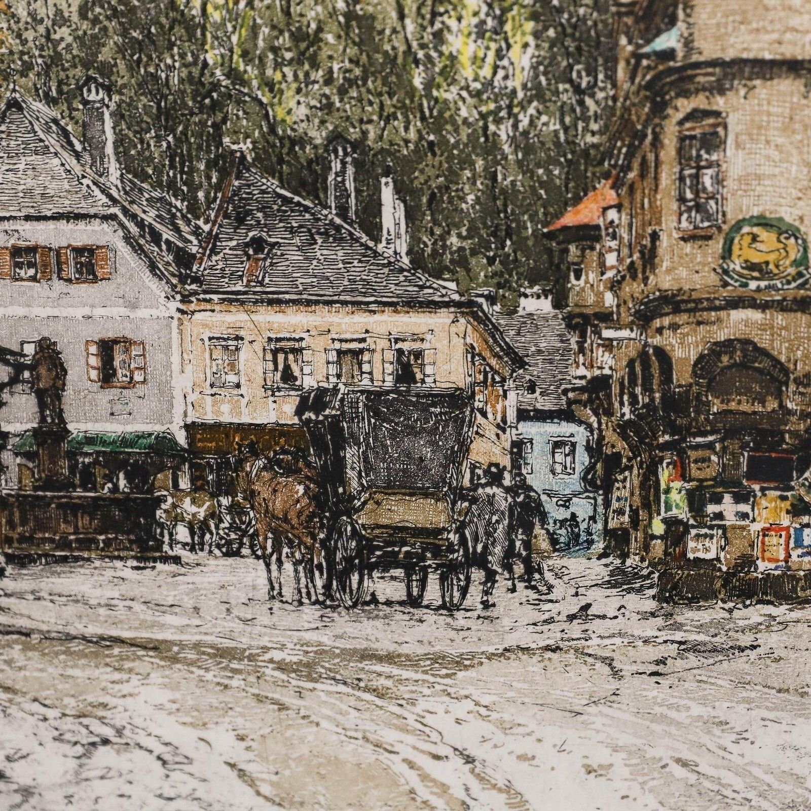 Luigi Kasimir (1881 1962)   Framed 1926 Etching, View Of Greinwinter photo vintage