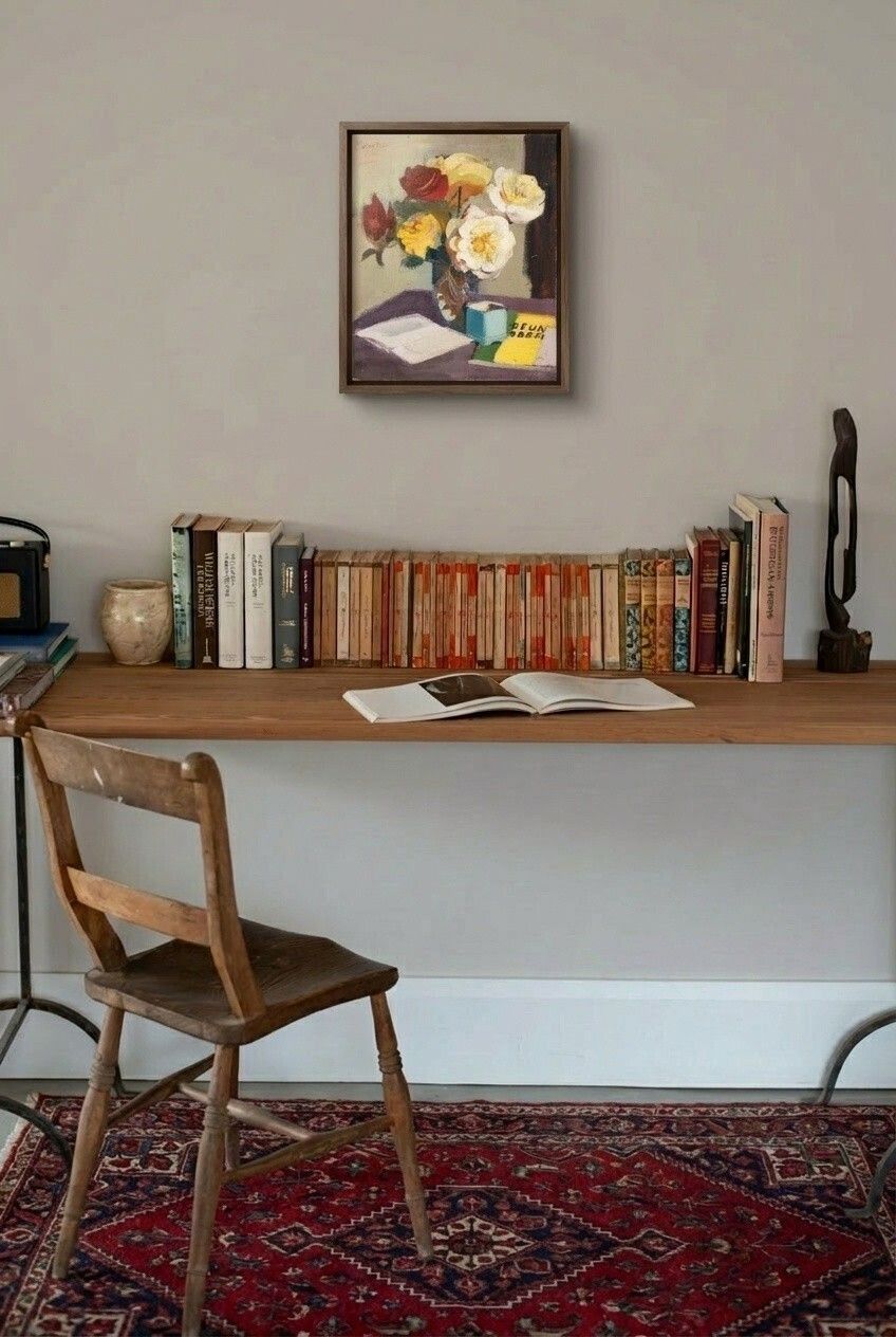 Roger Aliquot (1914 1979)   Impasto 1945 Oil, Bouquet And Books photo Art