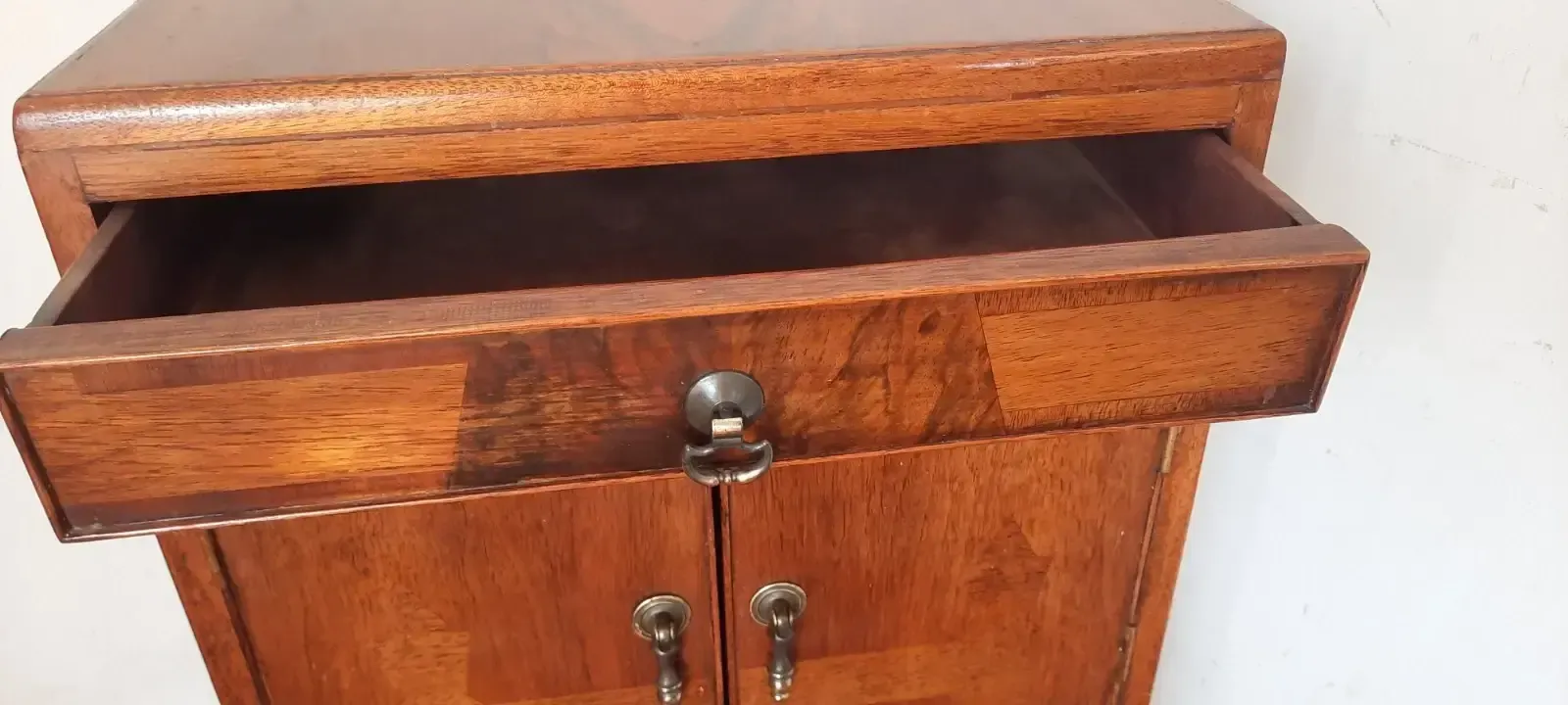 Vintage Art Deco Era Walnut And Mahogany Bedside Cabinet Single With Top Drawer photo buy