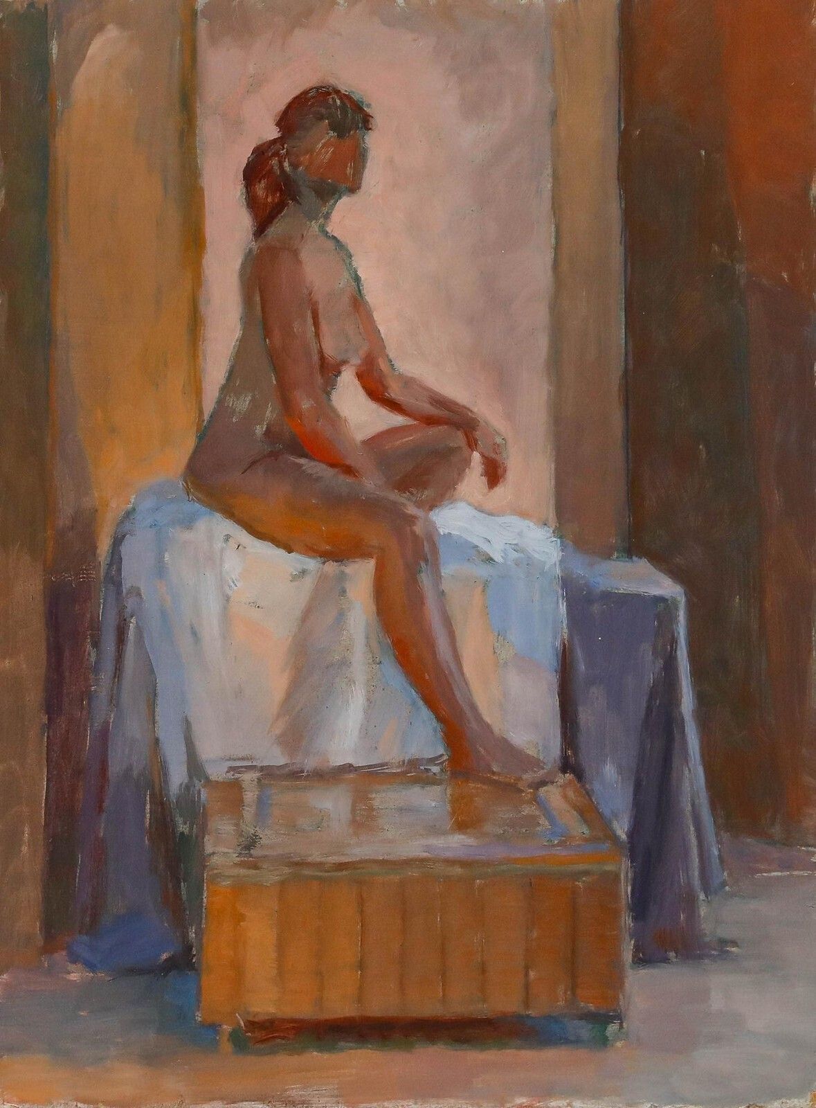 Pauline Plummer (B.1933)   Framed 20th Century Oil, Nude On A Plinth photo furniture