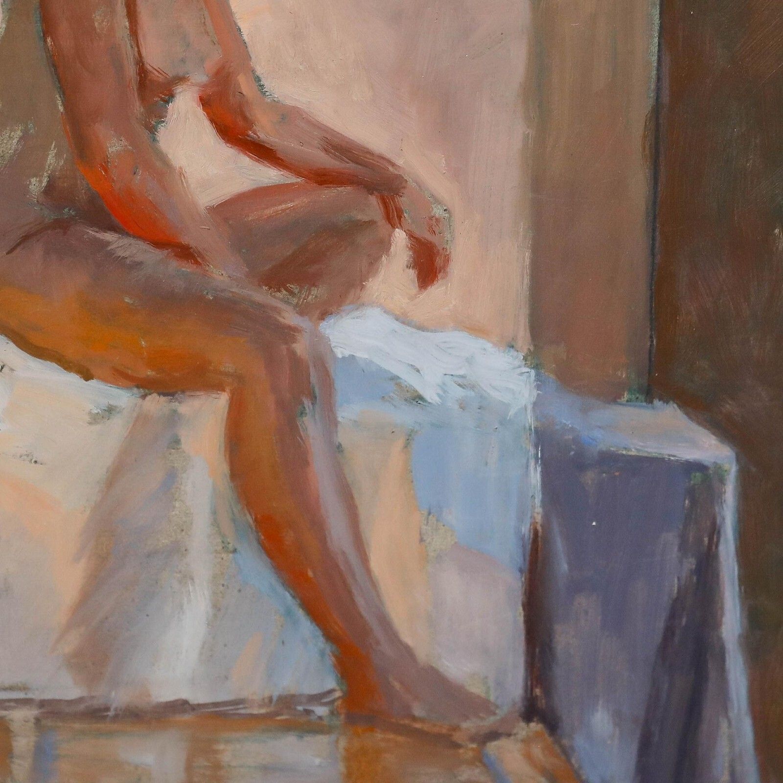 Pauline Plummer (B.1933)   Framed 20th Century Oil, Nude On A Plinth photo Art
