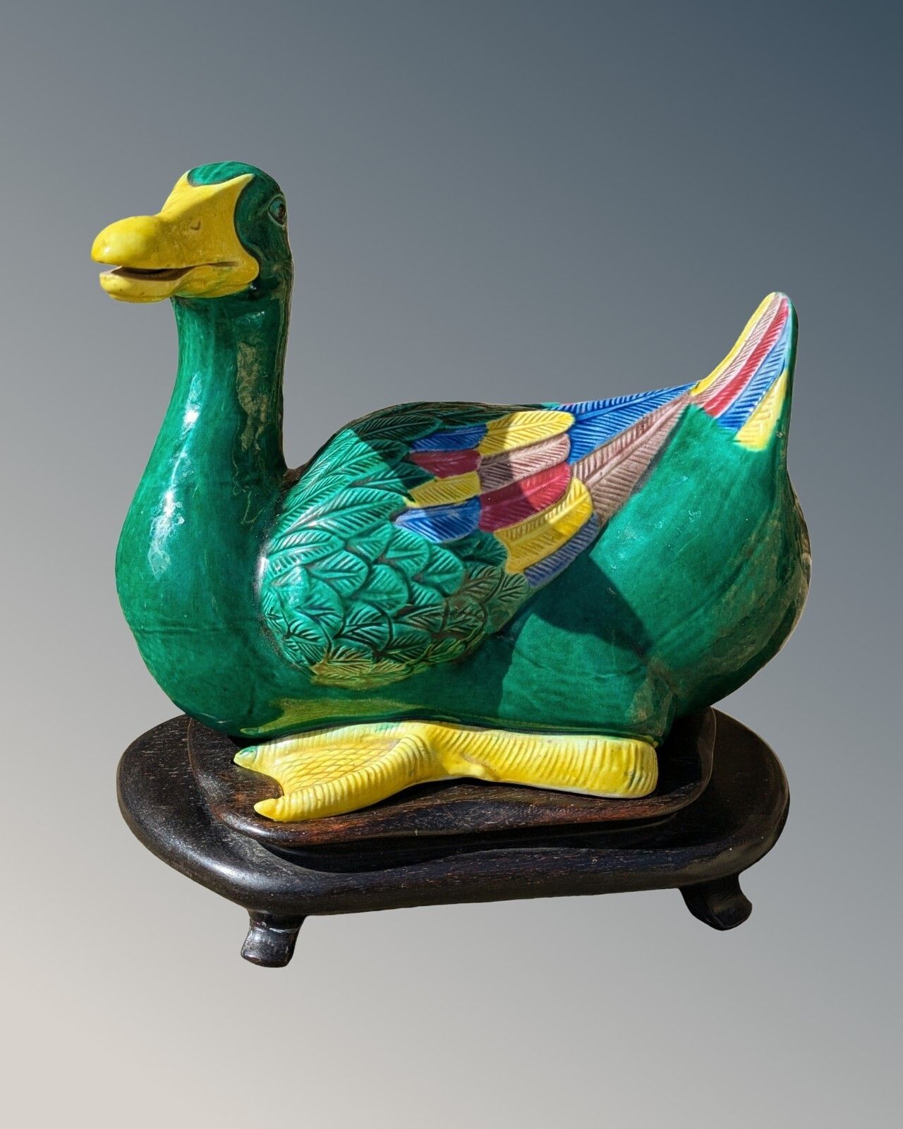 Good Large Pair Chinese Porcelain Ducks Ming Style Sancai Glaze photo Art