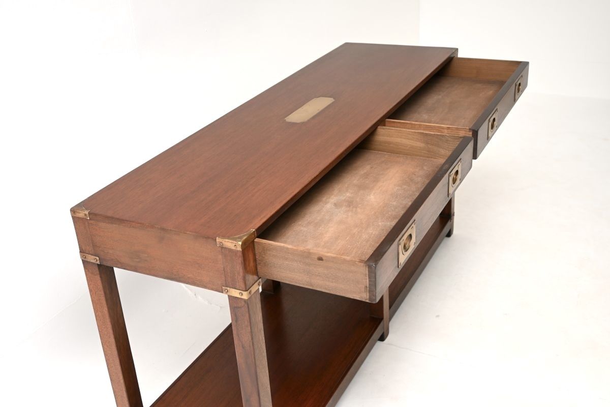 Antique Military Campaign Style Mahogany And Brass Console Table photo 2048.0