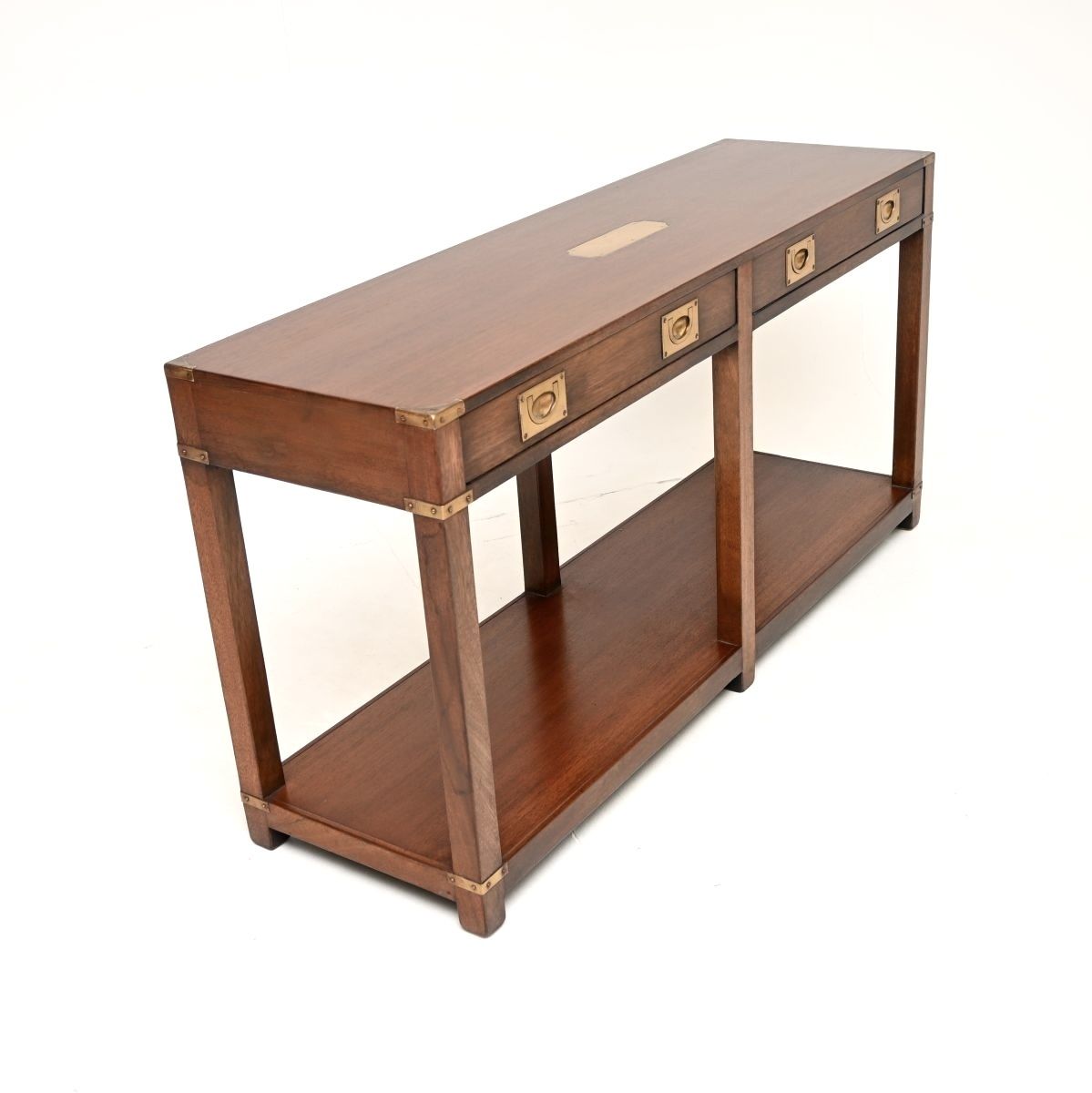 Antique Military Campaign Style Mahogany And Brass Console Table photo buy