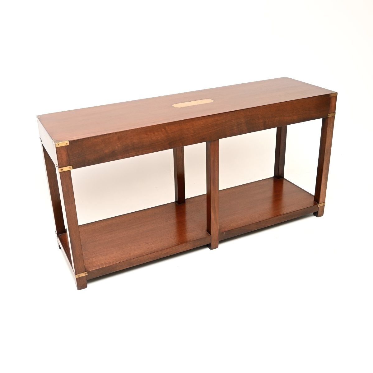 photo for sale Antique Military Campaign Style Mahogany And Brass Console Table