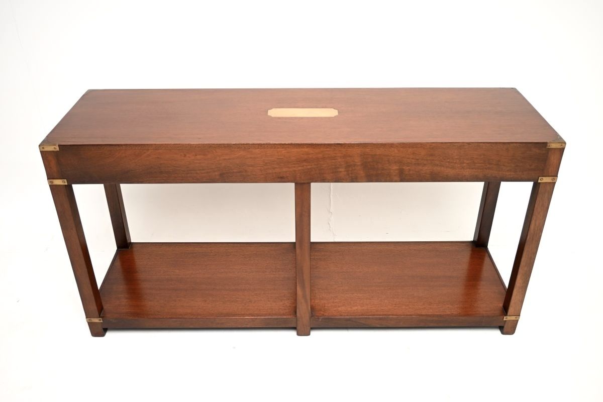 Furniture Antique Military Campaign Style Mahogany And Brass Console Table photo