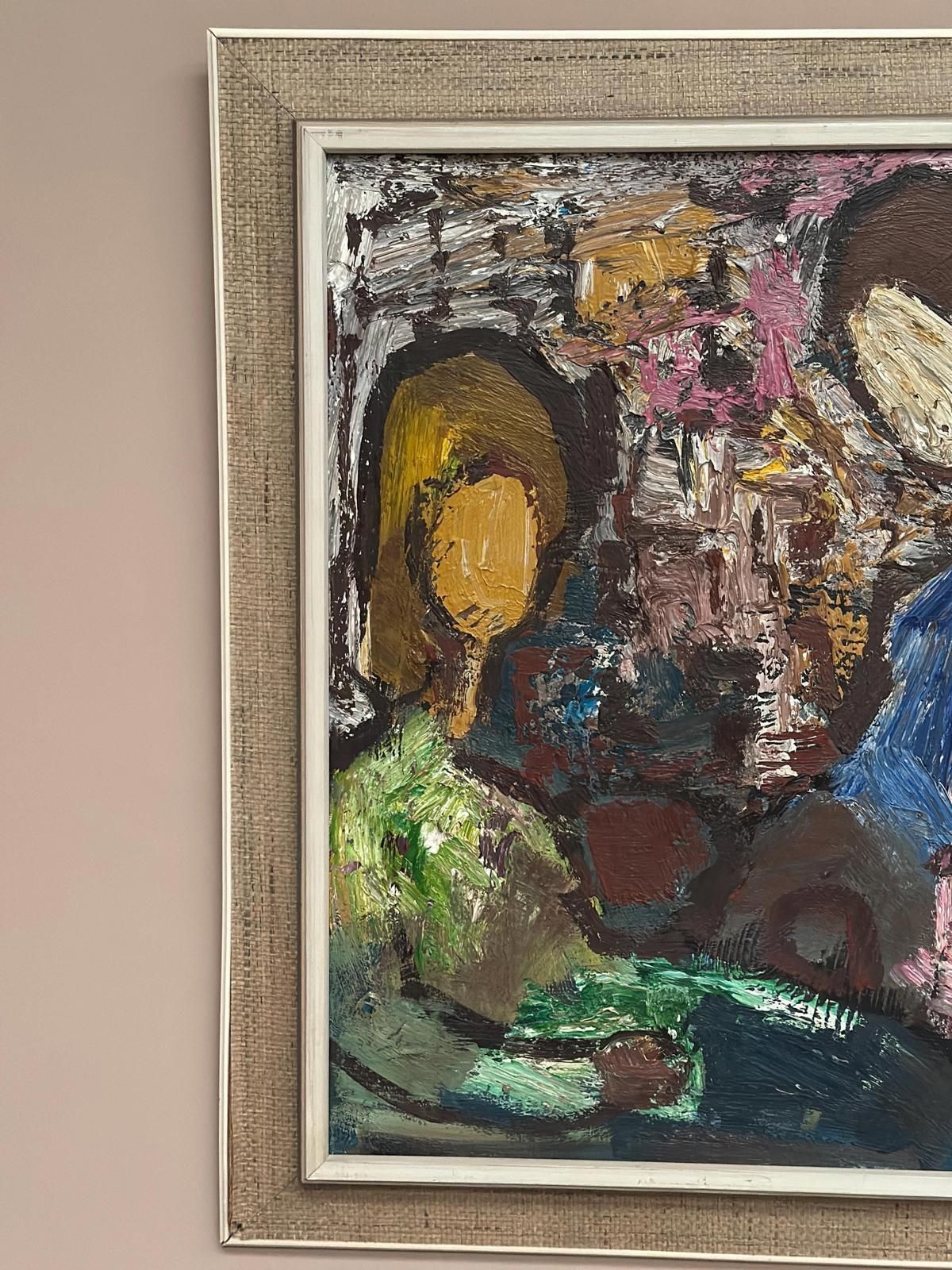photo vintage Original Swedish Oil On Canvas – “Girls In Interior” By Gösta Falck – Vintage | Framed 75 × 64 Cm (Approx. 30" × 25")