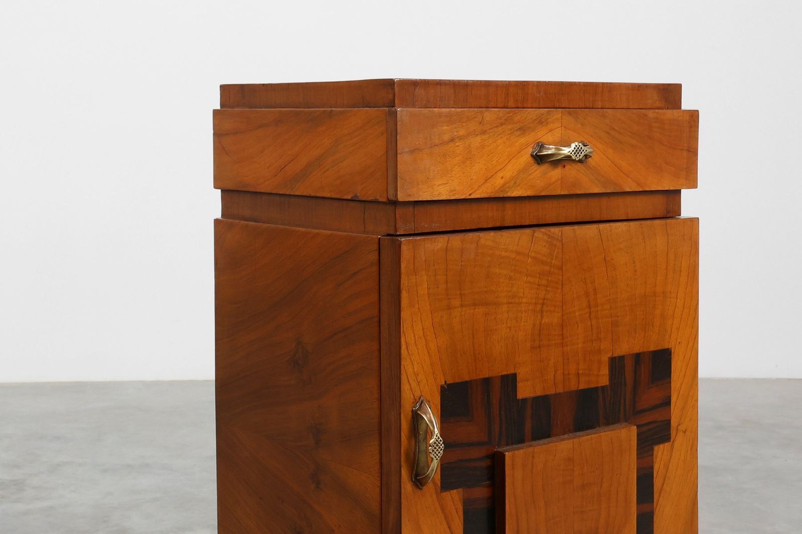 Art Deco Geometric Wooden Nightstands, Italy, 1920s, Set Of 2 photo furniture