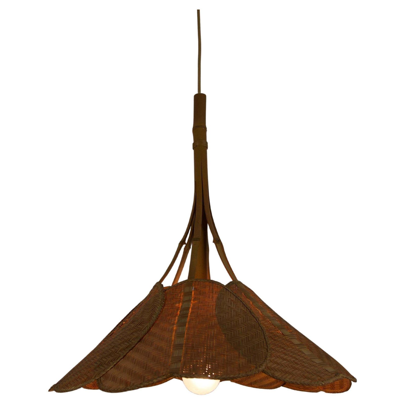 Mid Century Modern Uchiwa Pendant Lamp In The Style Of Ingo Maurer, 1970s