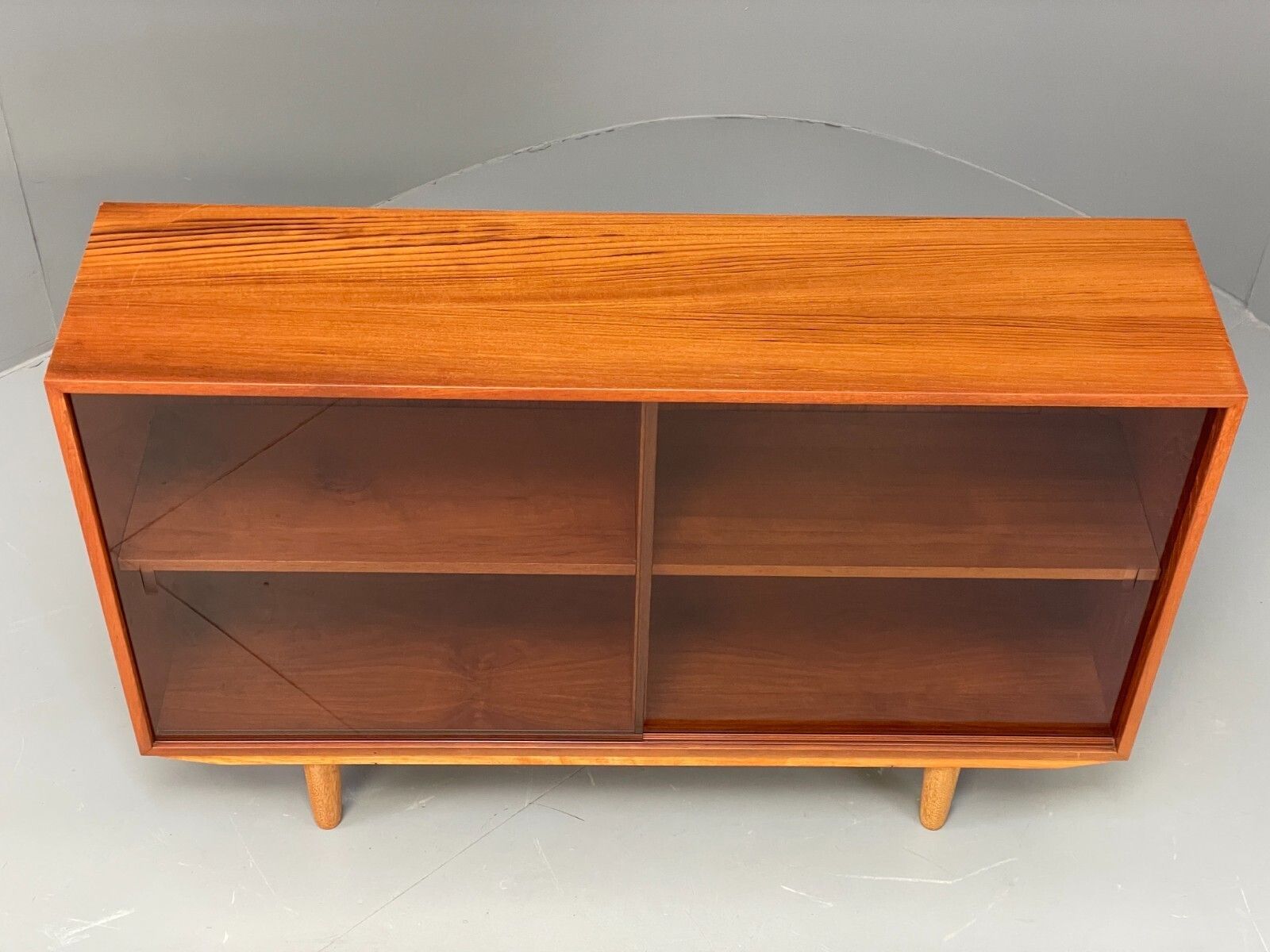 Vintage Teak Glazed Bookcase Danish 1970s Shelving Glass Retro Eb11797 Mwoo photo 325.0