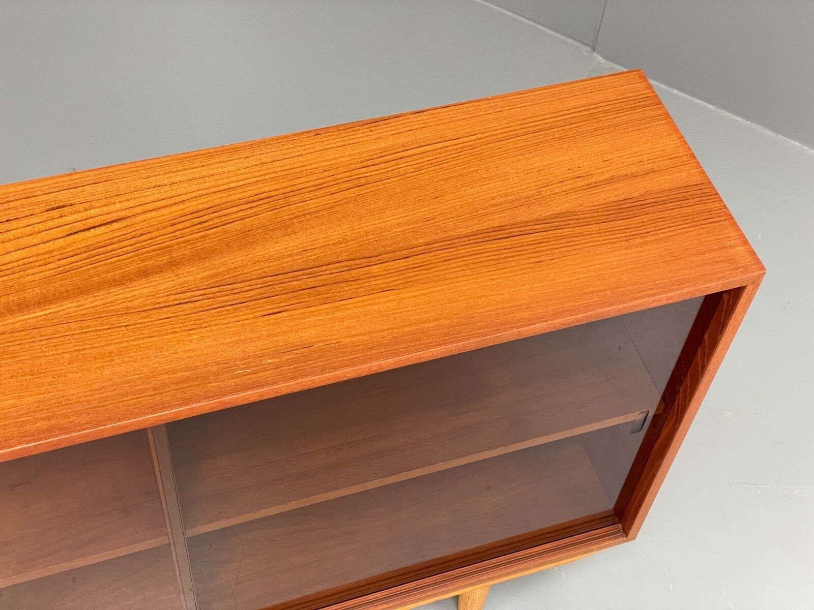 Vintage Teak Glazed Bookcase Danish 1970s Shelving Glass Retro Eb11797 Mwoo photo vinterior