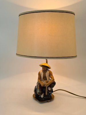 Ceramic Table Lamp With Fisherman Figurine, 1960s 1970s photo buy