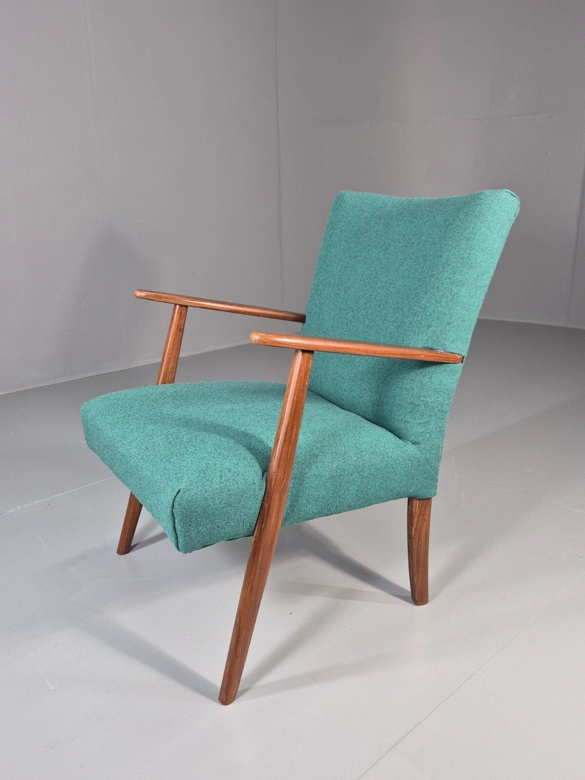 Vintage Mid Century Teak Lounge Chair New Upholstery Retro 1960s Eb11814 Mnor