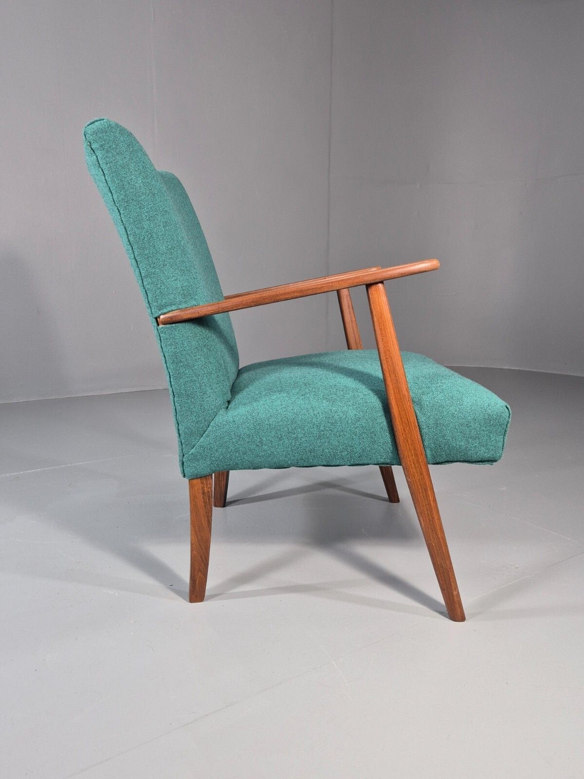 Vintage Mid Century Teak Lounge Chair New Upholstery Retro 1960s Eb11814 Mnor photo vintage