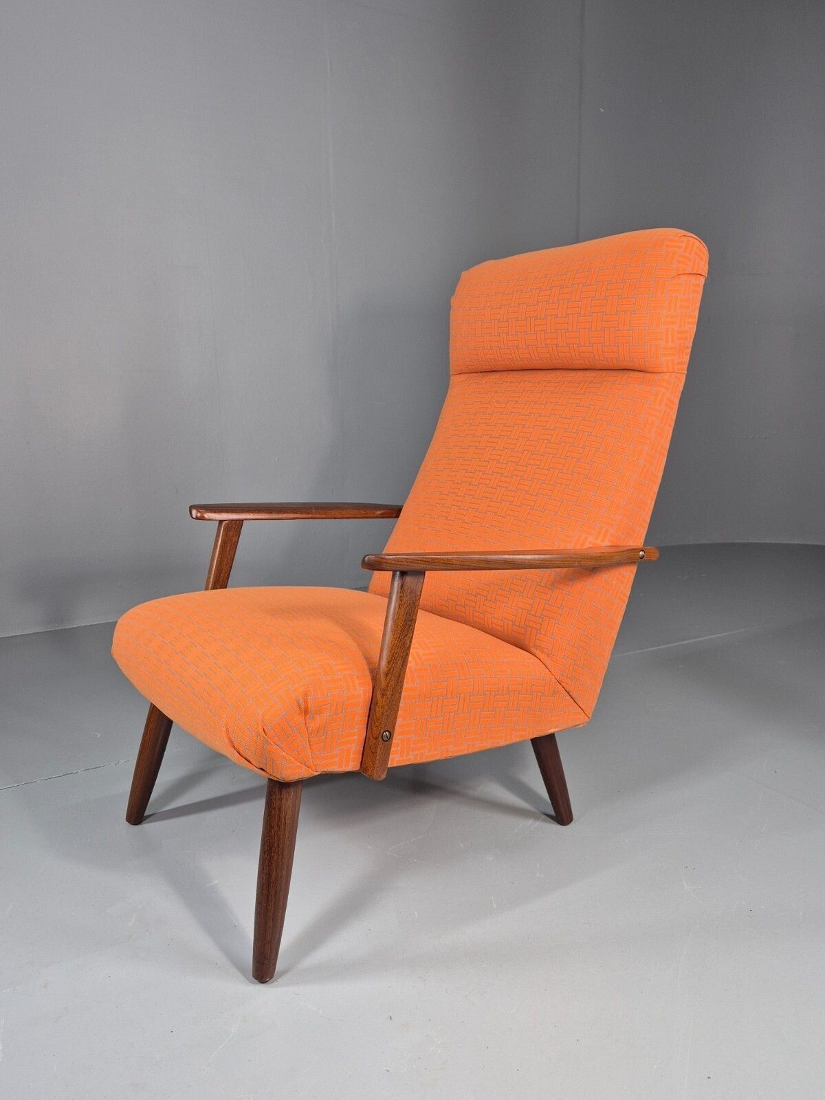 Vintage Danish Lounge Chair Teak Frame Mid Century New Upholstery