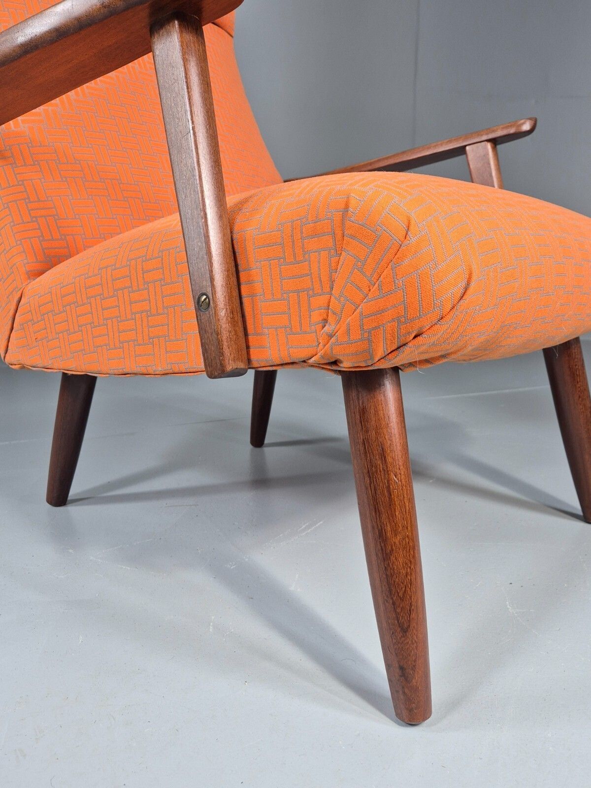 photo furniture Vintage Danish Lounge Chair Teak Frame Mid Century New Upholstery