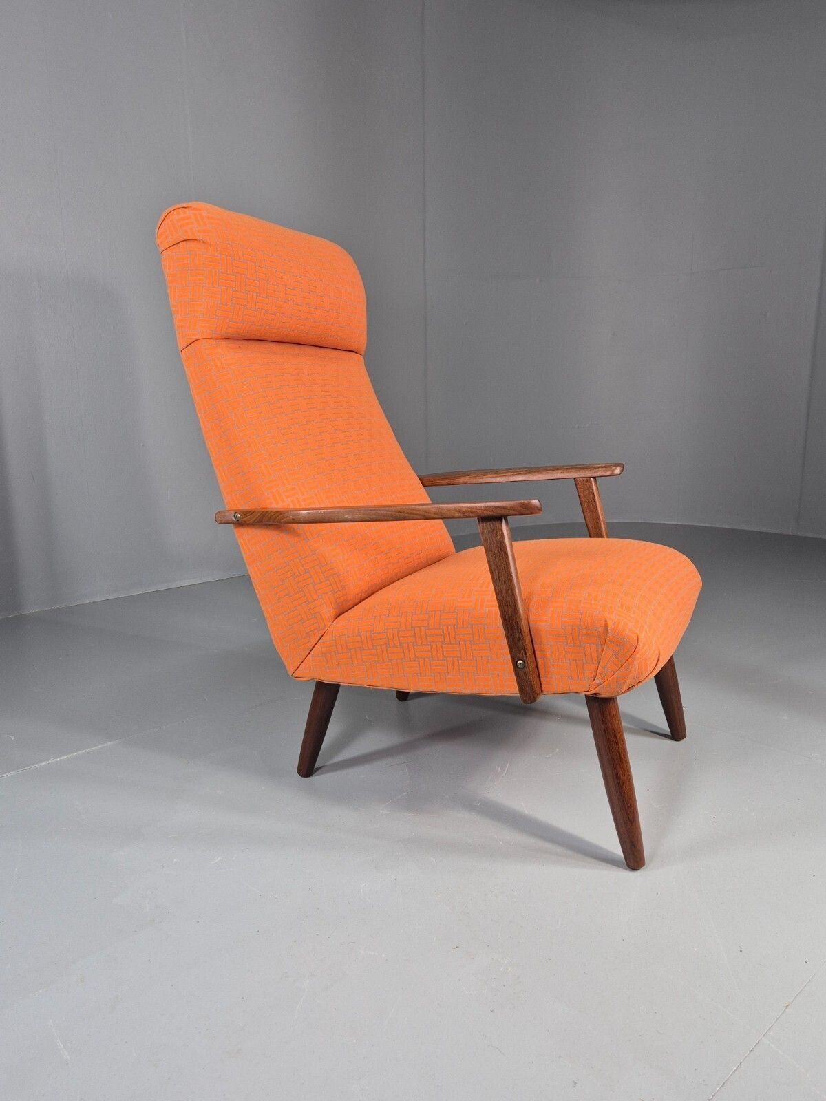 photo for sale Vintage Danish Lounge Chair Teak Frame Mid Century New Upholstery