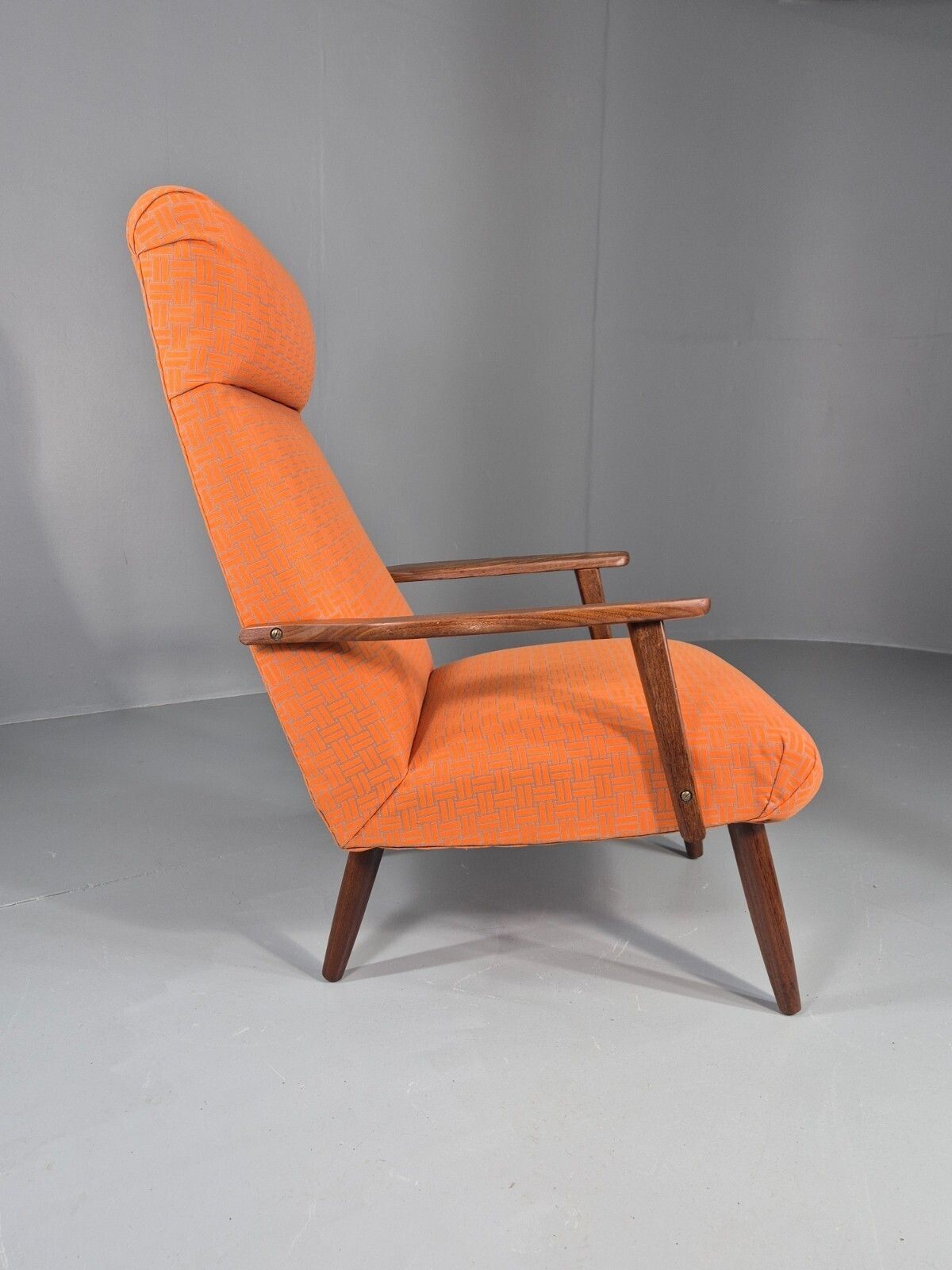 Furniture Vintage Danish Lounge Chair Teak Frame Mid Century New Upholstery photo