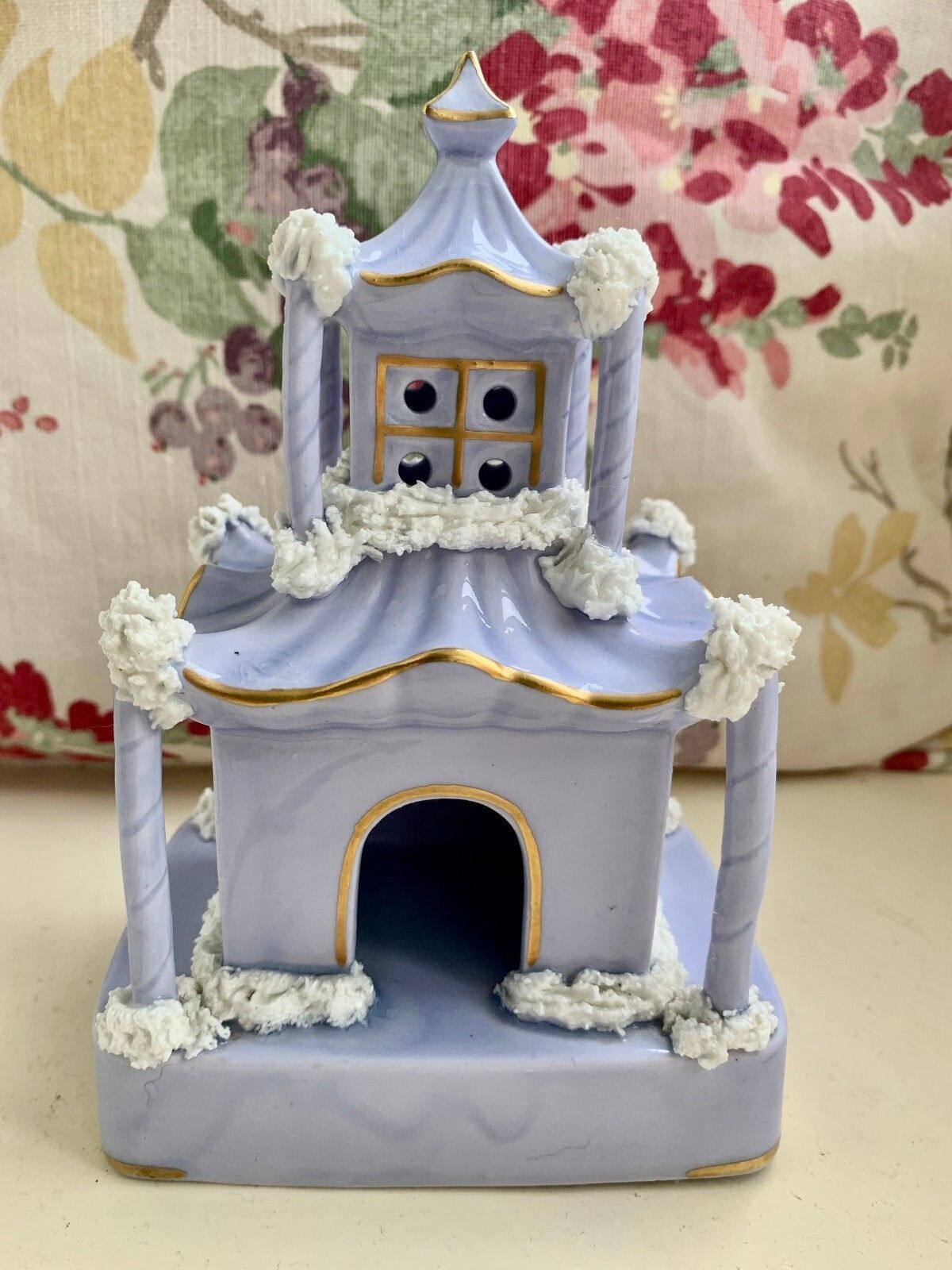 Rare 19th Century Staffordshire Pastille Burner, Lilac Glaze, Pagoda photo for sale