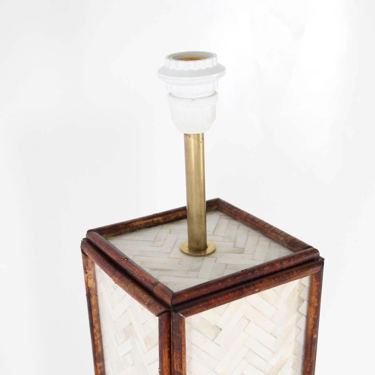 Lighting Pair Of Bones Marquetry And Rattan Lamps photo