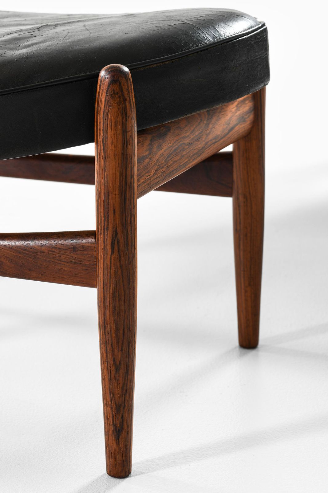 photo for sale Easy Chair With Matching Stool In Leather And Rosewood By Ib Kofod Larsen 1956