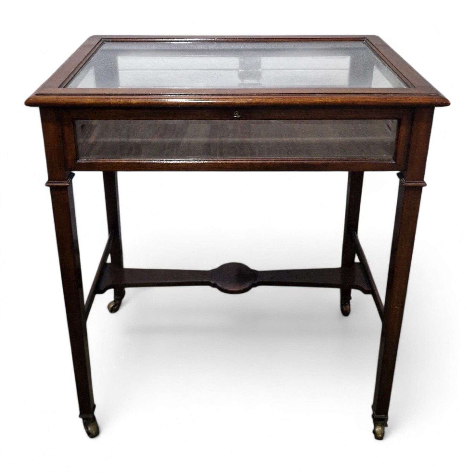 Bijouterie Table Display Cabinet Glazed Antique Edwardian Collectors Case + Key photo furniture