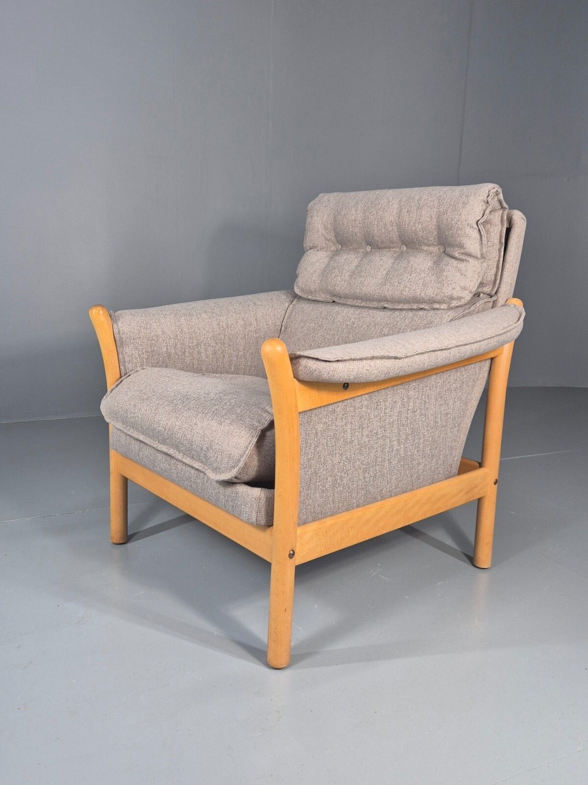 Vintage Lounge Chair Mid Century Danish Beech Frame New Upholstery