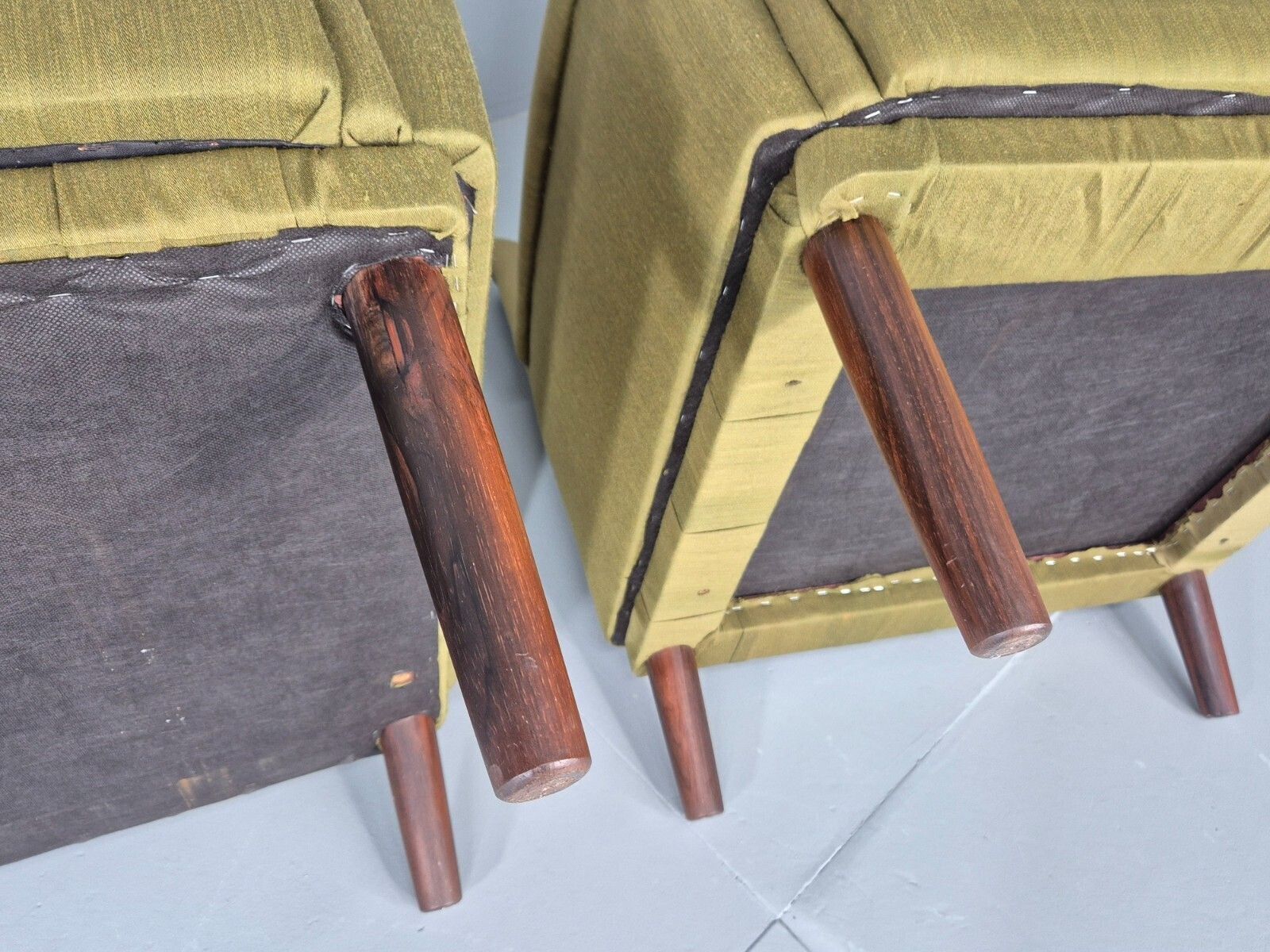 photo furniture 2 Vintage Mid Century Lounge Chairs 1960s Danish Green Cotton
