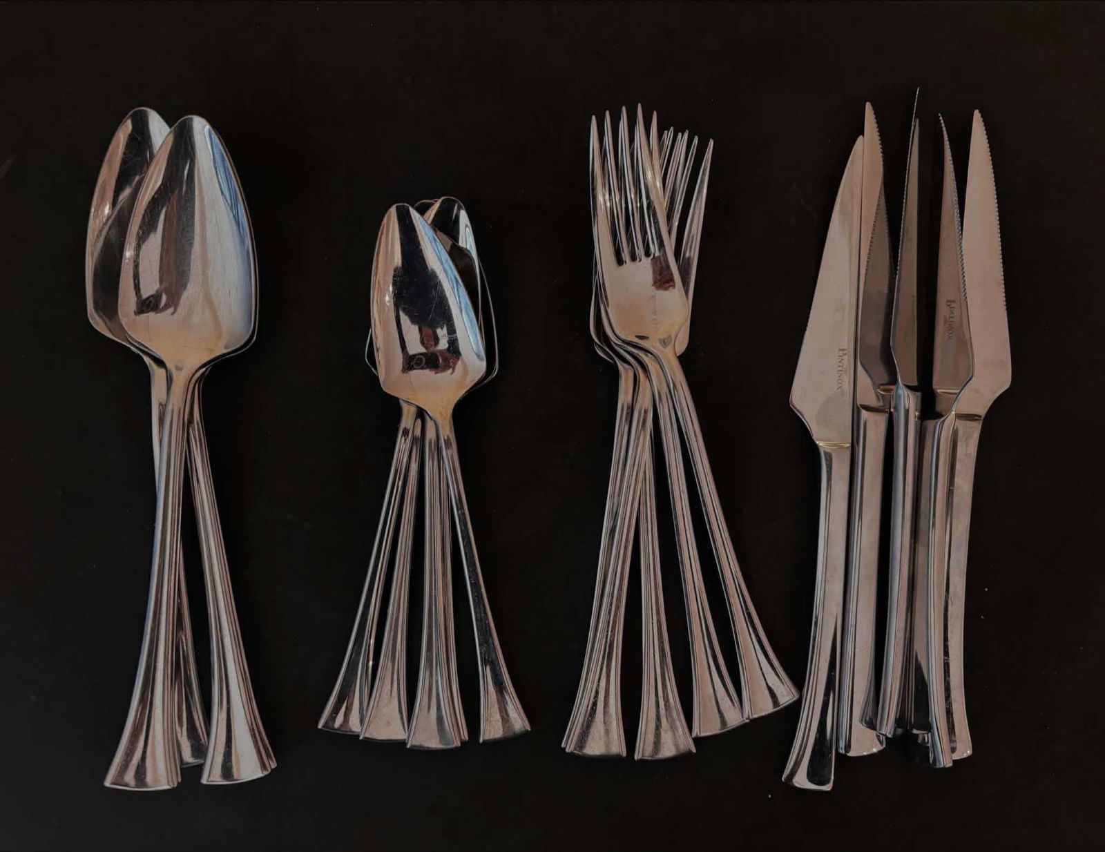 photo vintage Rare Giacomo Pinti Futuristic Designer Cutlery Set 1990s Italy Pintinox X 5 Vanity Pattern