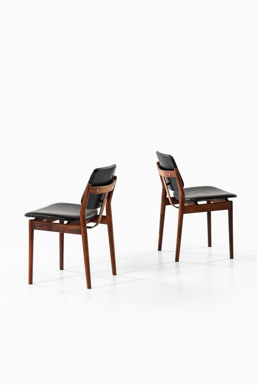Rare Set Of 6 Dining Chairs In Leather And Rosewood By Arne Vodder, 1960s photo buy