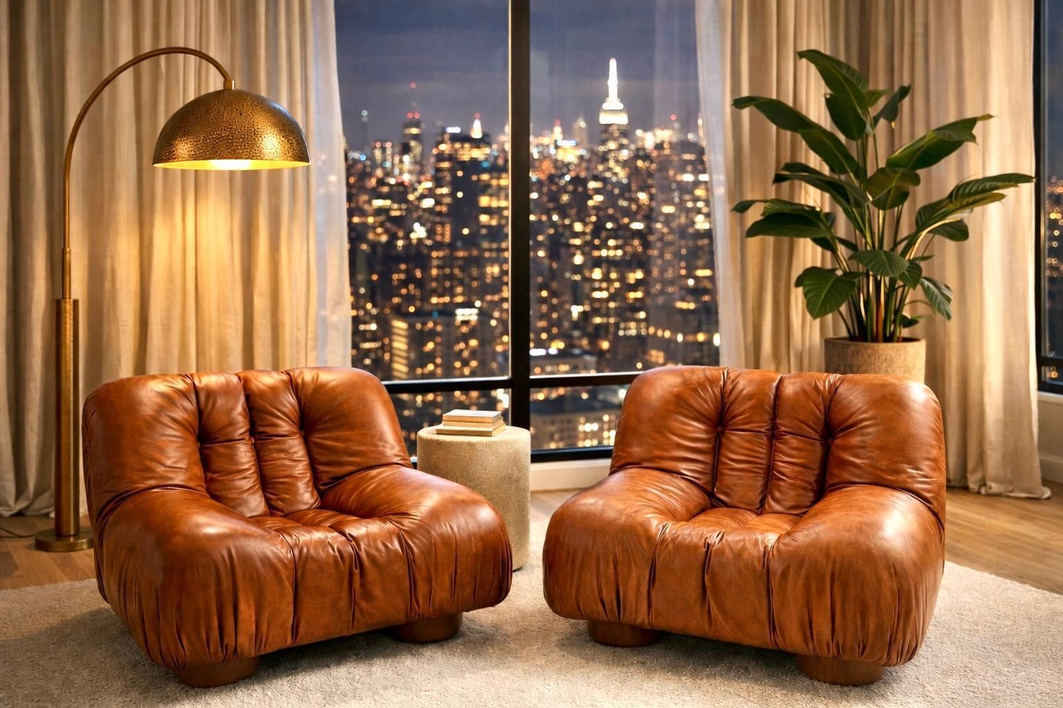 Rare Pair Of Lounge Chairs By Giuseppe Rossi Di Albizzate , Italy – 1970’s photo for sale